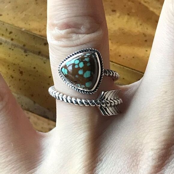 Royston Blue Horizon Turquoise Sterling Silver Arrow Ring Size 7 - Picture 1 of 9